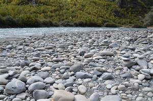 中游河床堆积了很多的鹅卵石