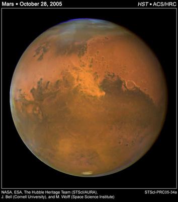 哈勃望远镜观察的火星