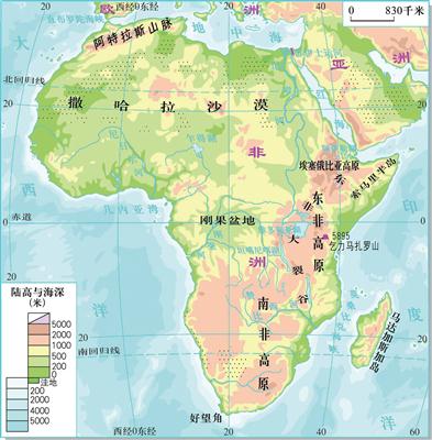非洲地形分布