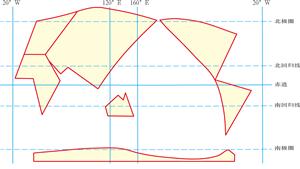 世界海陆轮廓简图