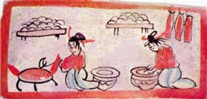 西晋墓壁砖画——蒸馍、烙饼