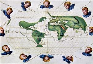 画有麦哲伦探险航线的地图