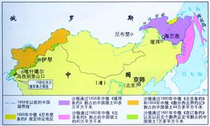 俄国侵占中国北方大片领土示意图